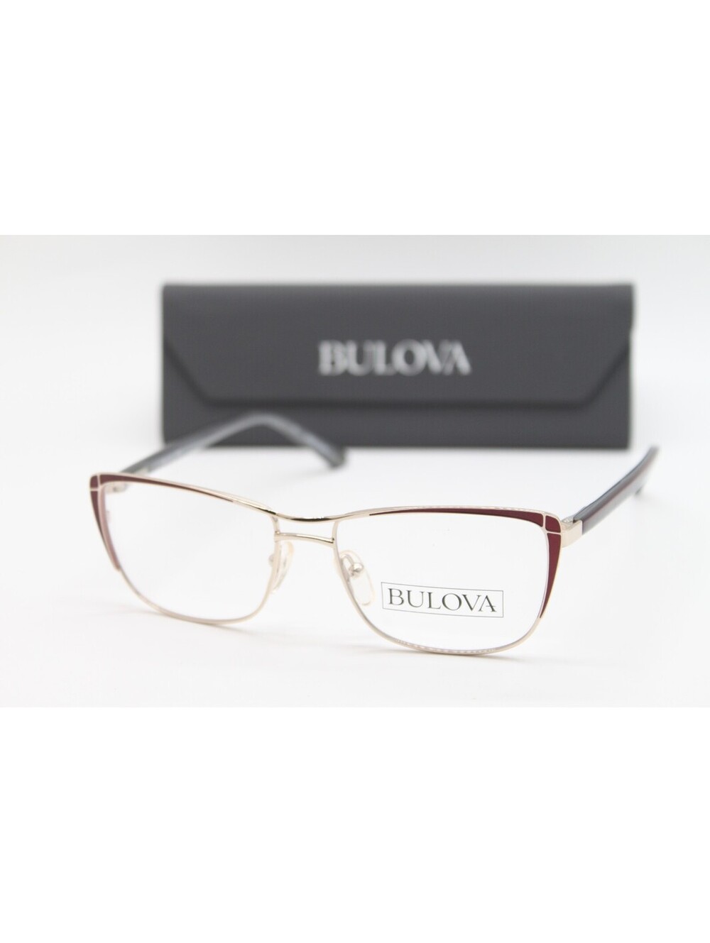 NEW BULOVA LAS SALINAS GOLD WINE BLUE AUTHENTIC EYEGLASSES W/CASE 51-15-135